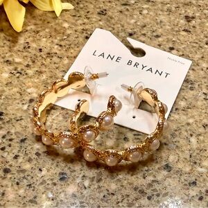 NWT Lane Bryant Pearl Hoop Earrings
